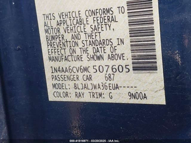 1N4AA6CV6MC507605 Nissan Maxima Sv Xtronic Cvt