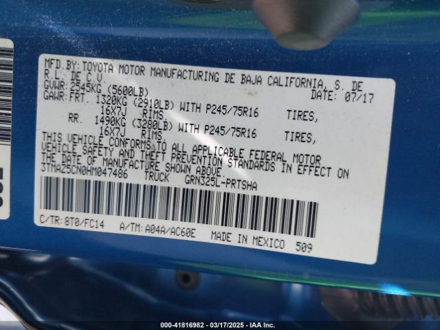 3TMAZ5CN0HM047486 Toyota Tacoma Sr5 V6