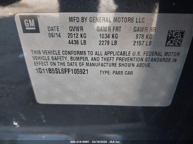 1G11B5SL6FF105921 Chevrolet MALIBU LS
