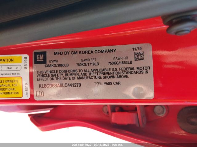 KL8CD6SA6LC441279 Chevrolet Spark Fwd 1lt Automatic