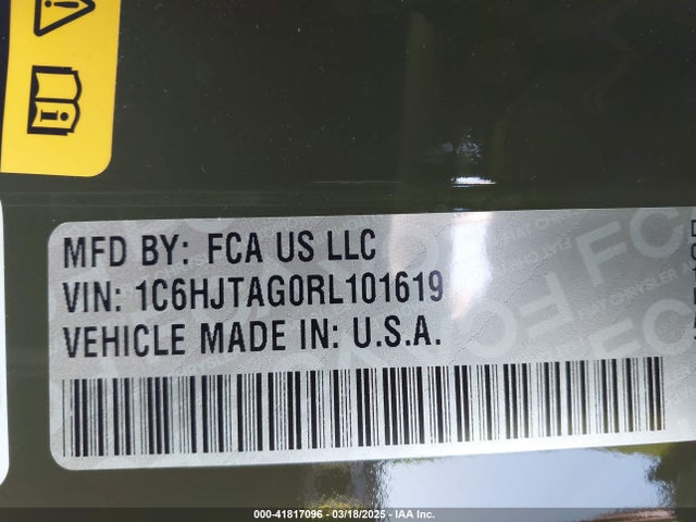 1C6HJTAG0RL101619 Jeep Gladiator Willys