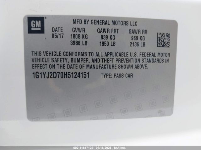 1G1YJ2D70H5124151 Chevrolet Corvette Stingray Z51