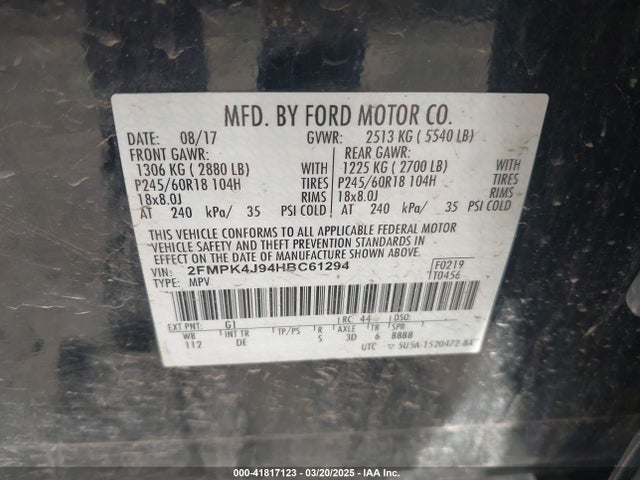 2FMPK4J94HBC61294 Ford EDGE SEL
