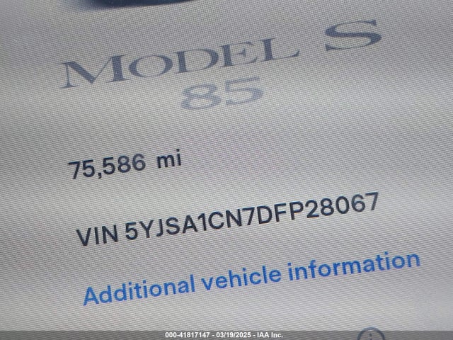 2013 TESLA MODEL S 5YJSA1CN7DFP28067 Photo 8
