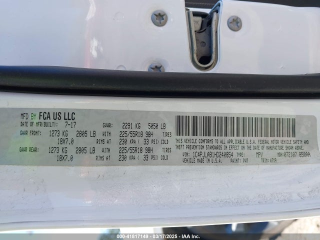 1C4PJLAB1HD240854 Jeep Cherokee Altitude Fwd