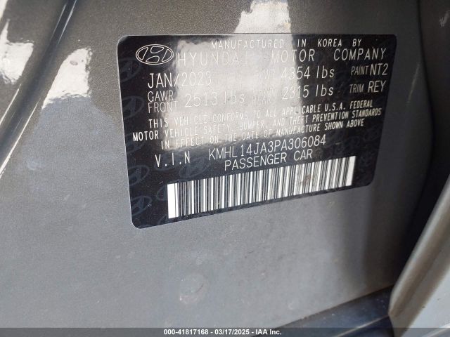 KMHL14JA3PA306084 Hyundai SONATA SEL