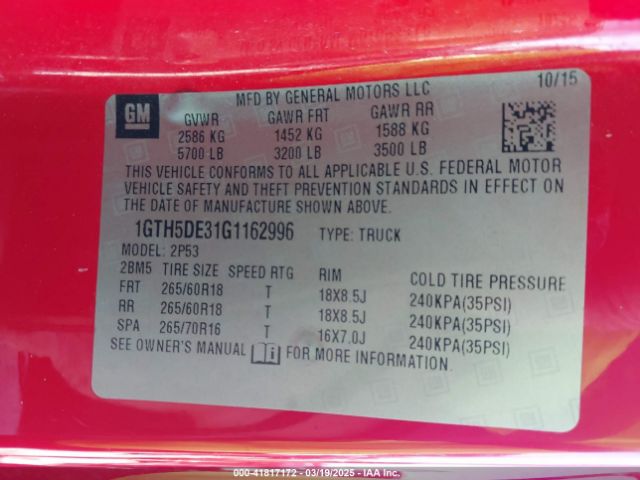1GTH5DE31G1162996 GMC CANYON SLT