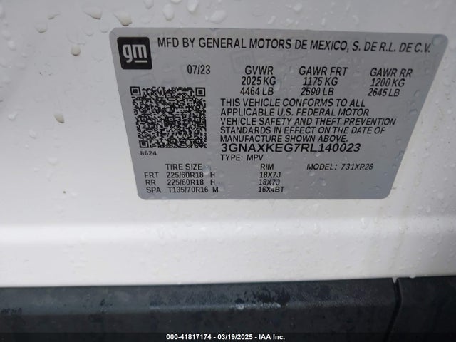 3GNAXKEG7RL140023 Chevrolet Equinox Fwd Lt