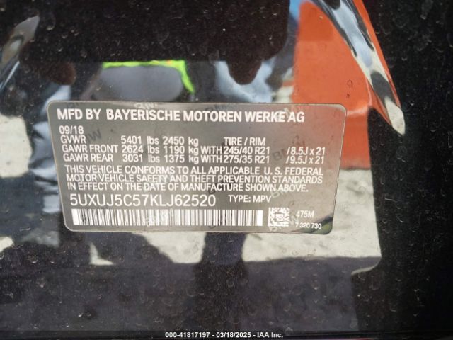 5UXUJ5C57KLJ62520 BMW X4