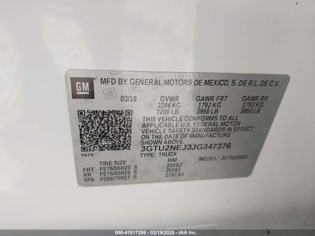 3GTU2NEJ3JG347376 GMC Sierra 1500 Slt