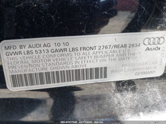 2011 AUDI A6 WAUKGAFB8BN038078 Photo 8