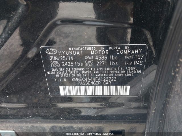 KMHEC4A44FA122722 Hyundai Sonata Hybrid Limited