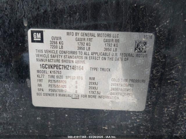 1GCVKPEC7HZ148164 Chevrolet Silverado 1500 Custom