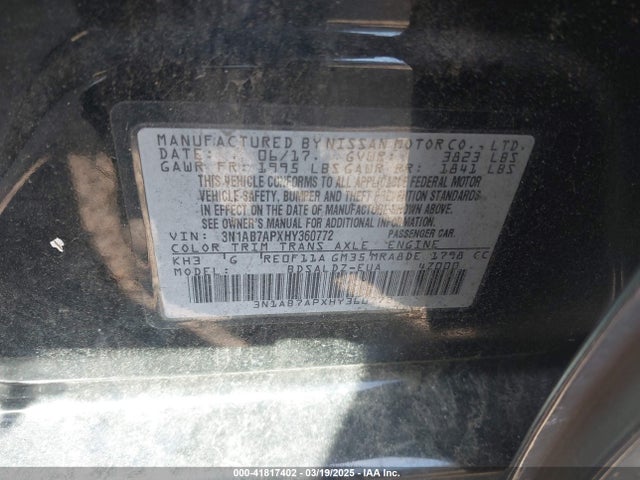 3N1AB7APXHY360772 Nissan SENTRA SV