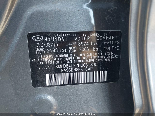 KMHD84LF7HU061895 Hyundai Elantra Limited