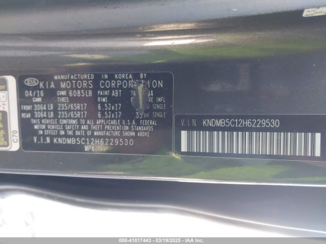 KNDMB5C12H6229530 KIA SEDONA LX