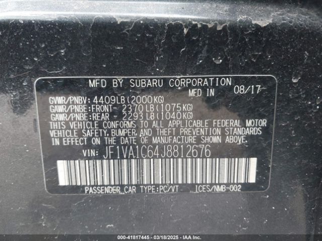 JF1VA1C64J8812676 Subaru Wrx Premium