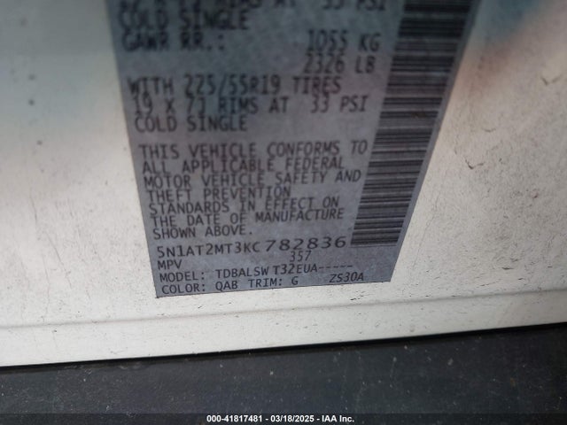 Nissan Rogue Sl 2019 5N1AT2MT3KC782836 Image 9