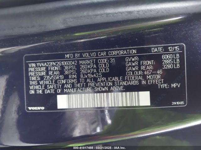 YV4A22PK2G1060042 Volvo Xc90 T6 Momentum
