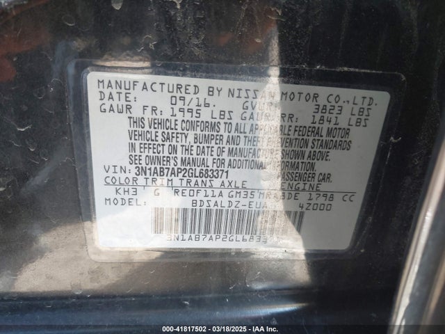 3N1AB7AP2GL683371 Nissan SENTRA SV