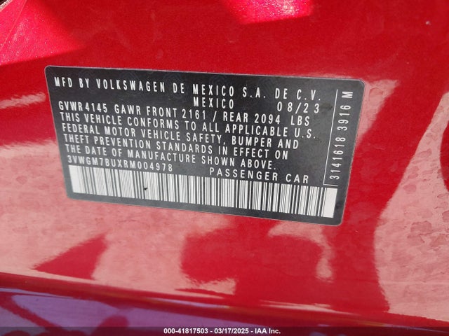 3VWGM7BUXRM004978 Volkswagen Jetta 1.5t Sel