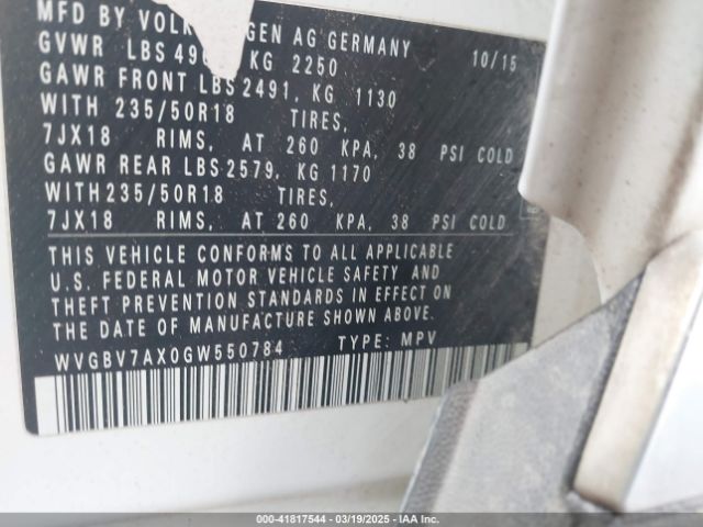 WVGBV7AX0GW550784 Volkswagen TIGUAN SE