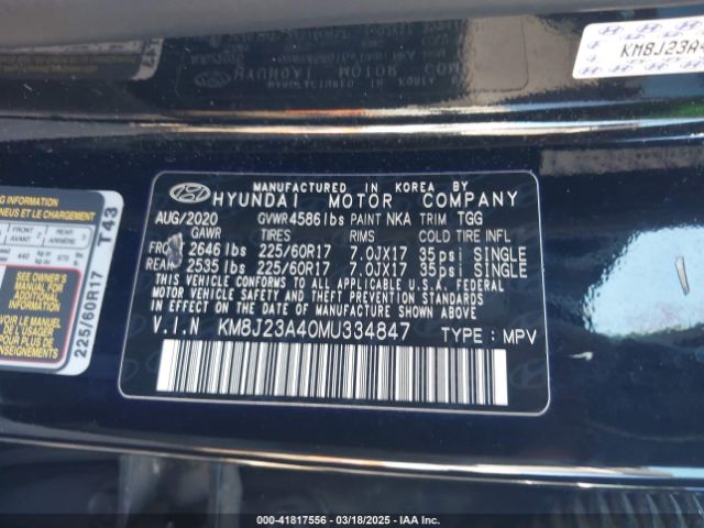 KM8J23A40MU334847 Hyundai TUCSON SE