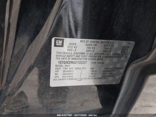 1GTG6CEN9J1122337 GMC Canyon All Terrain W/cloth