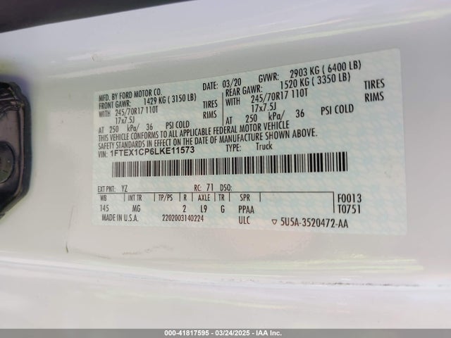 Ford F-150 Xlt 2020 1FTEX1CP6LKE11573 Image 9