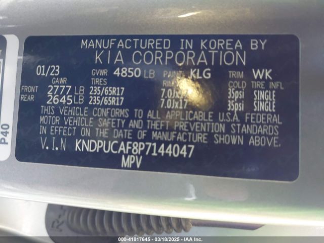 KNDPUCAF8P7144047 KIA Sportage