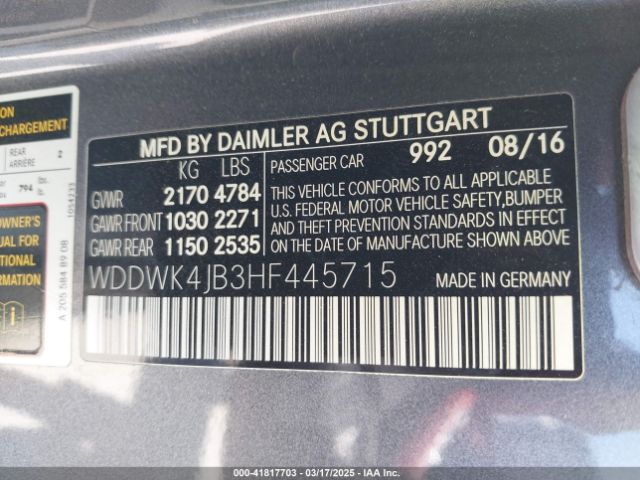 WDDWK4JB3HF445715 Mercedes-Benz C 300