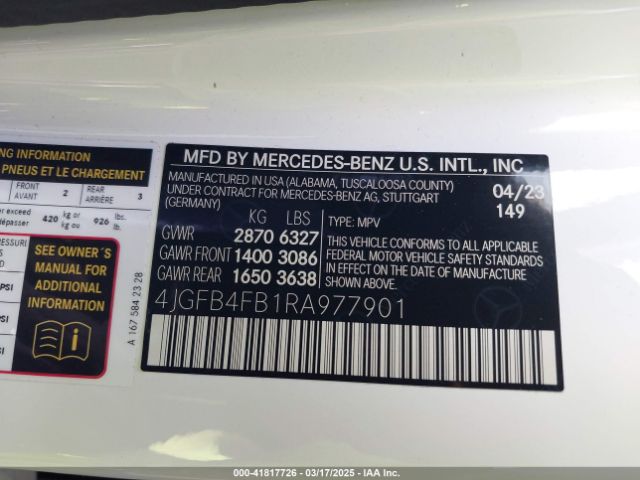 4JGFB4FB1RA977901 Mercedes-Benz Gle 350 4matic