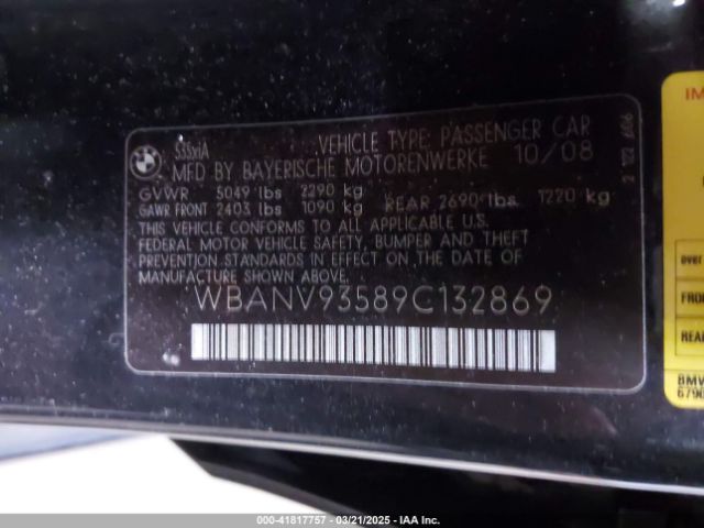 2009 BMW 535I WBANV93589C132869 Photo 8