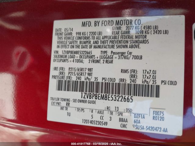 1ZVBP8EM8E5322665 Ford Mustang V6