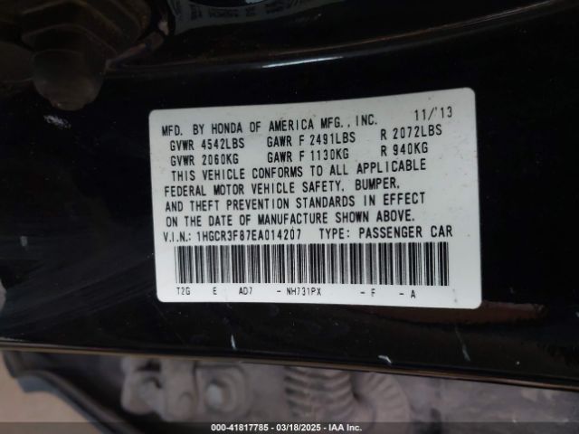 1HGCR3F87EA014207 Honda Accord Ex-l V-6