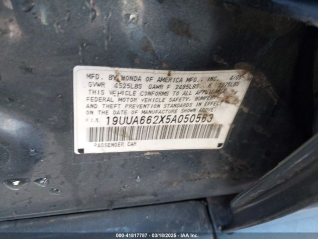2005 ACURA TL 19UUA662X5A050563 Photo 8