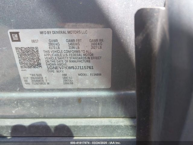 1GNEVFKW9JJ115761 Chevrolet Traverse Ls