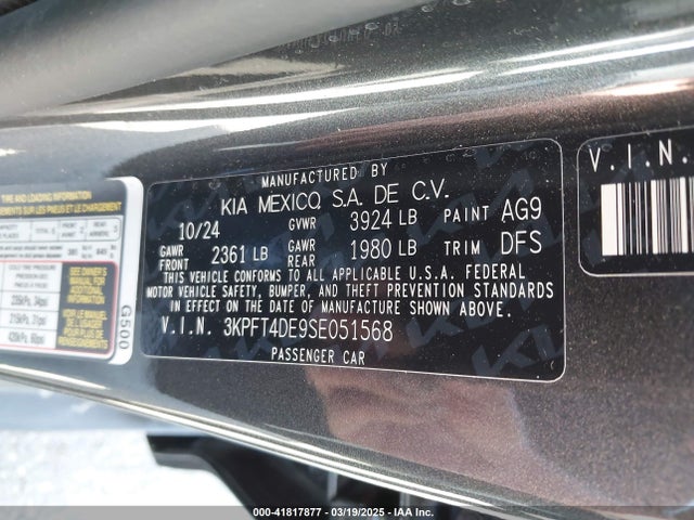 KIA K4 Lxs 2025 3KPFT4DE9SE051568 Image 9