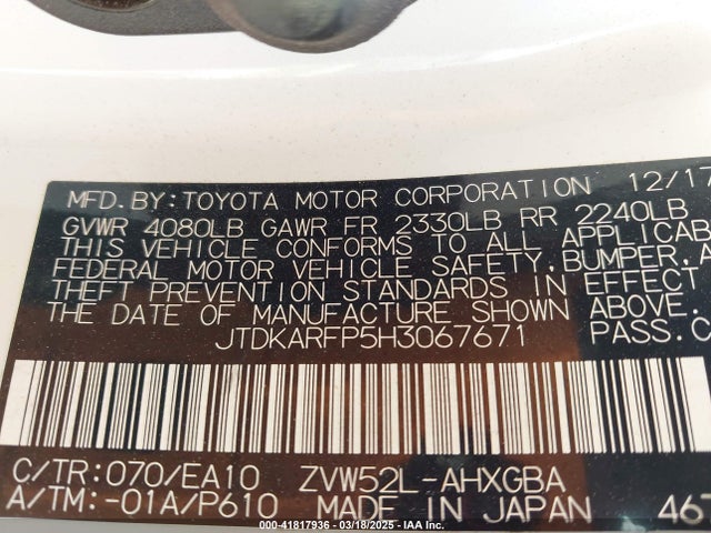 Toyota Prius Prime Premium 2017 JTDKARFP5H3067671 Image 9