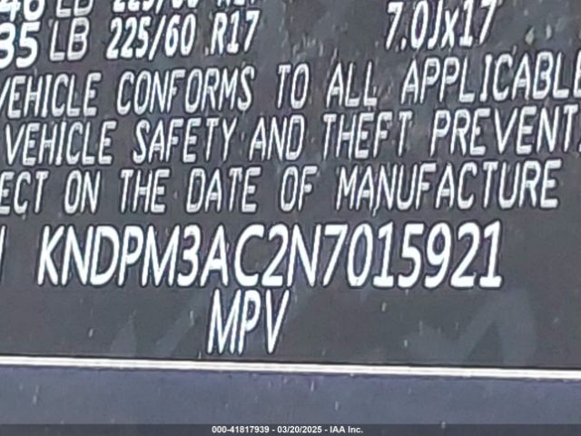 KNDPM3AC2N7015921 KIA Sportage Lx