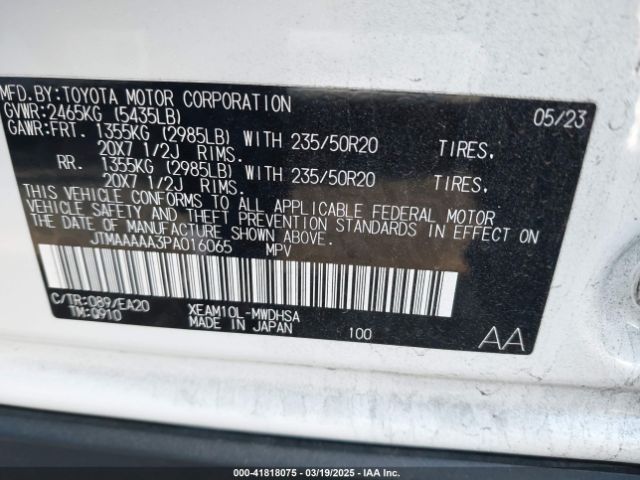 JTMAAAAA3PA016065 Toyota Bz4x Limited