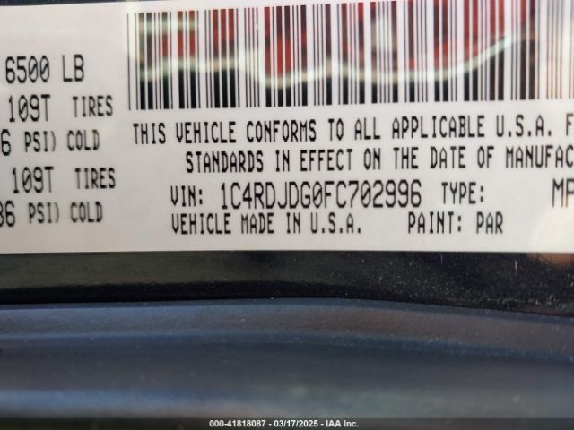 1C4RDJDG0FC702996 Dodge DURANGO LIMITED