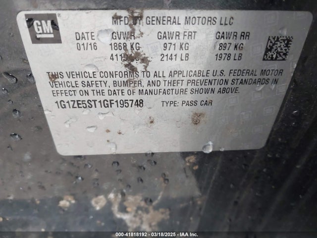 1G1ZE5ST1GF195748 Chevrolet MALIBU 1LT