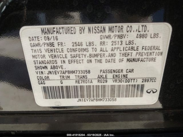 JN1EV7AP8HM733058 Infiniti Q50 3.0t Sport
