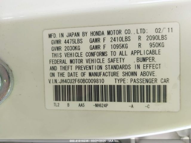 2011 ACURA TSX JH4CU2F60BC009810 Photo 8