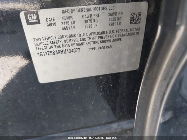 1G11Z5SA9HU134077 Chevrolet IMPALA LS