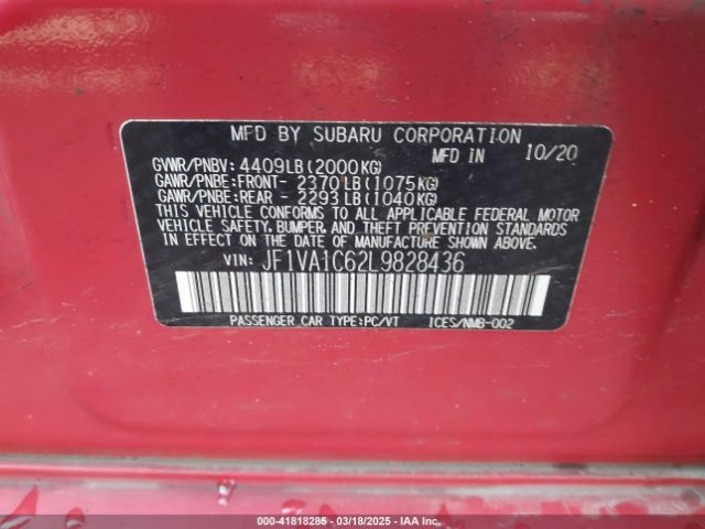 JF1VA1C62L9828436 Subaru Wrx Premium