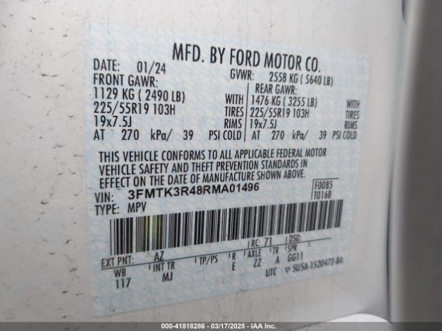 3FMTK3R48RMA01496 Ford Mustang Mach-e Premium
