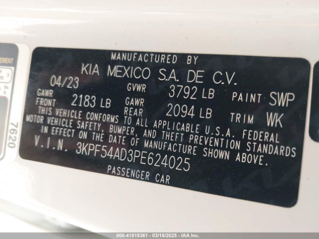 3KPF54AD3PE624025 KIA Forte Gt-line