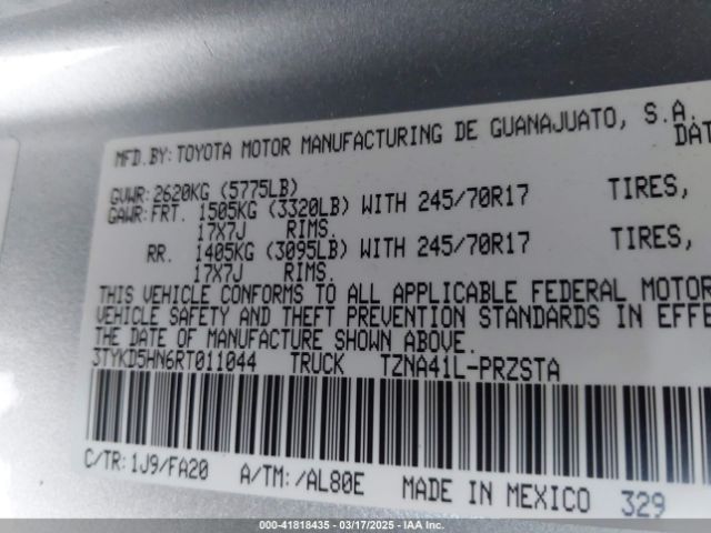 3TYKD5HN6RT011044 Toyota Tacoma Sr 2wd